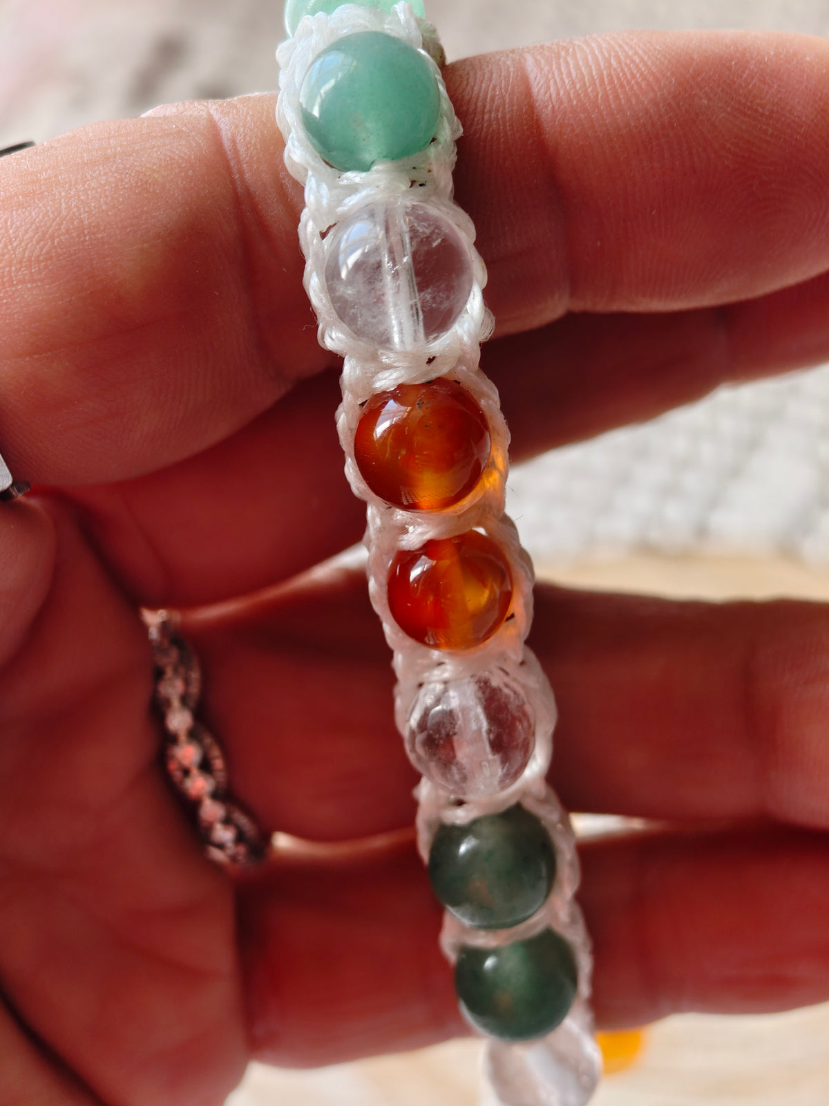 Bracelet Nouveau Souffle – Aventurine verte, Cornaline & Cristal de roche