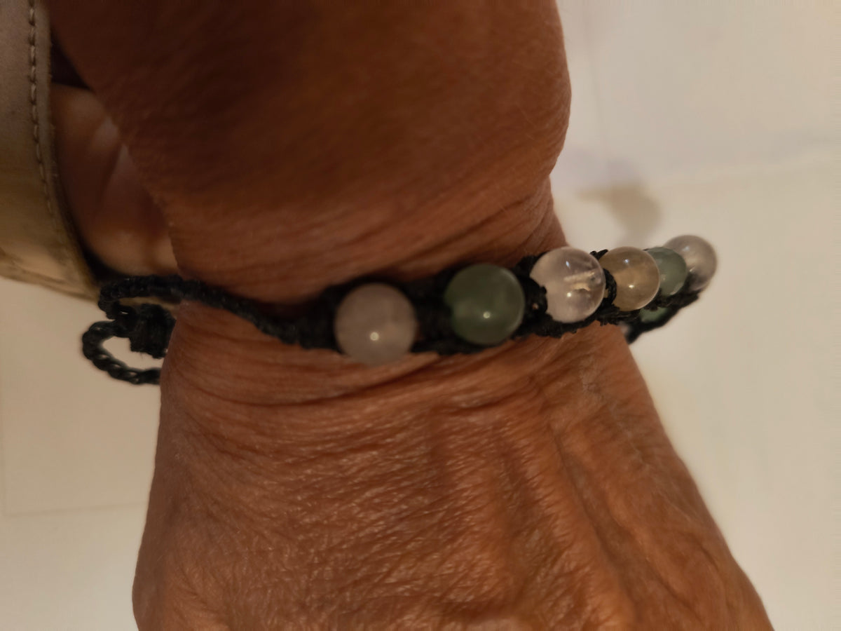 Bracelet Vierge – Aventurine verte, Calcédoine & Cristal de roche
