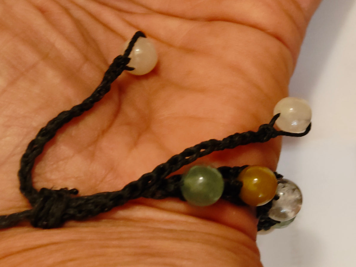 Bracelet Vierge – Aventurine verte, Calcédoine & Cristal de roche
