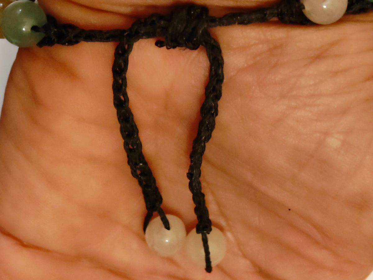 Bracelet Vierge – Aventurine verte, Calcédoine & Cristal de roche