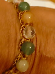 Bracelet Vierge – Aventurine verte, Calcédoine & Cristal de roche