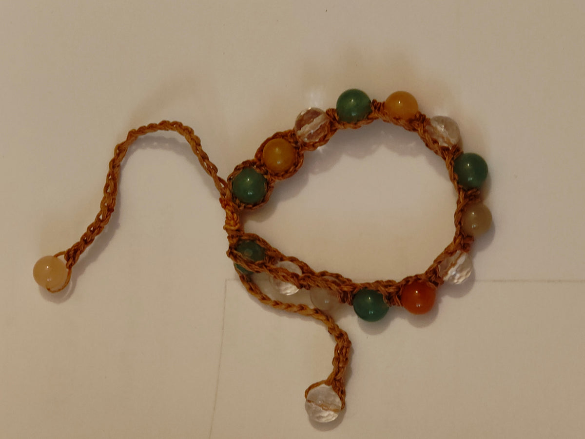 Bracelet Vierge – Aventurine verte, Calcédoine & Cristal de roche