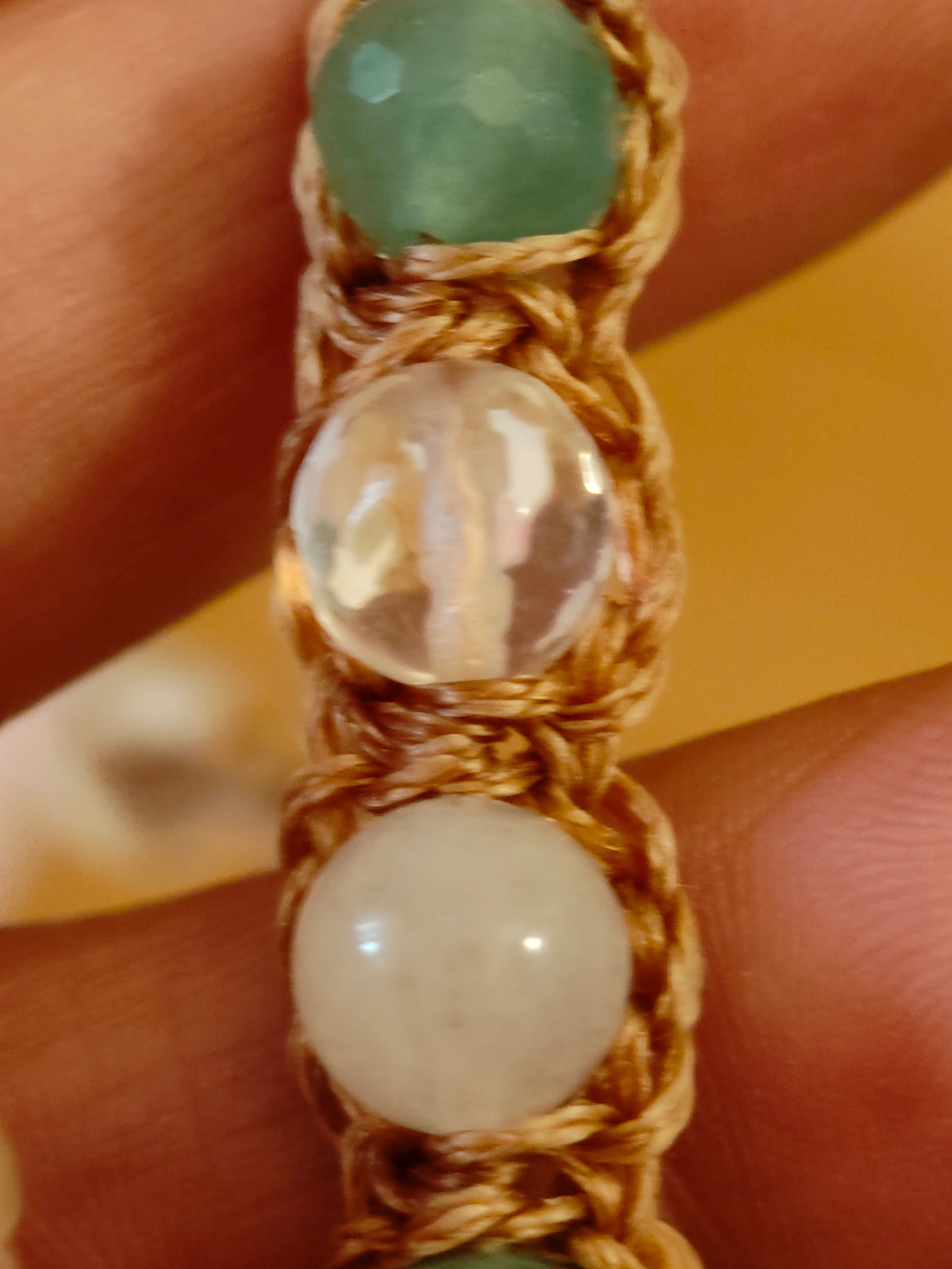 Bracelet Vierge – Aventurine verte, Calcédoine & Cristal de roche