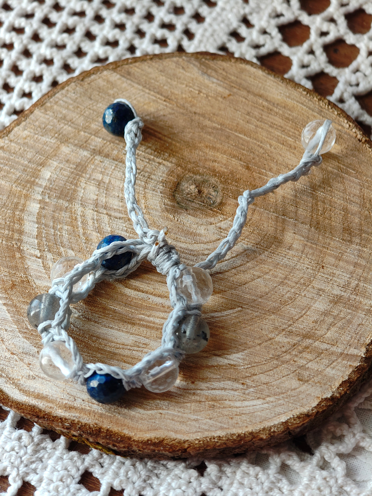 Bracelet Petit Gardien – Labradorite, Lapis-lazuli & Cristal de roche