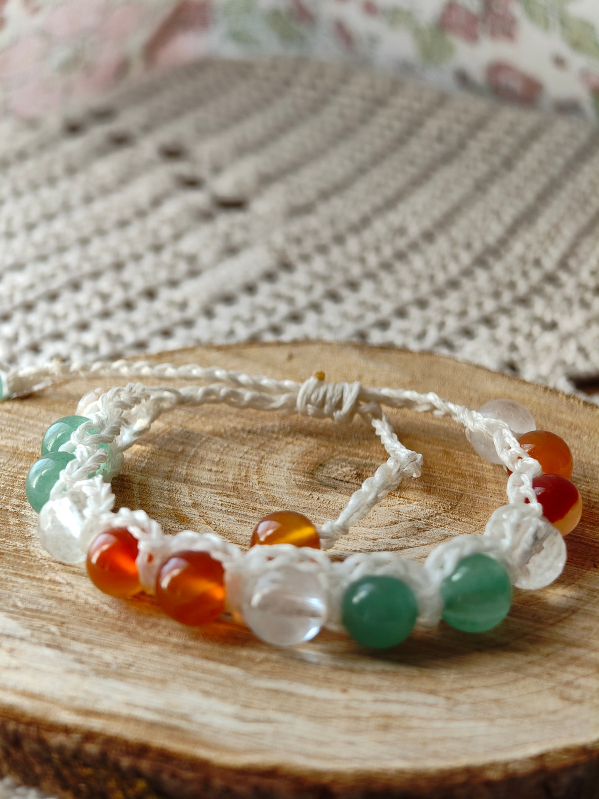 Bracelet Nouveau Souffle – Aventurine verte, Cornaline & Cristal de roche