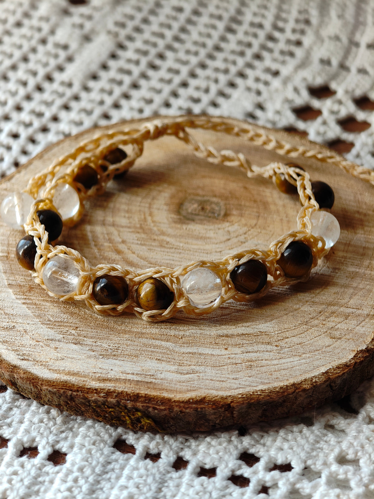 Bracelet Force intérieure – Œil de tigre & Cristal de roche (Copie)