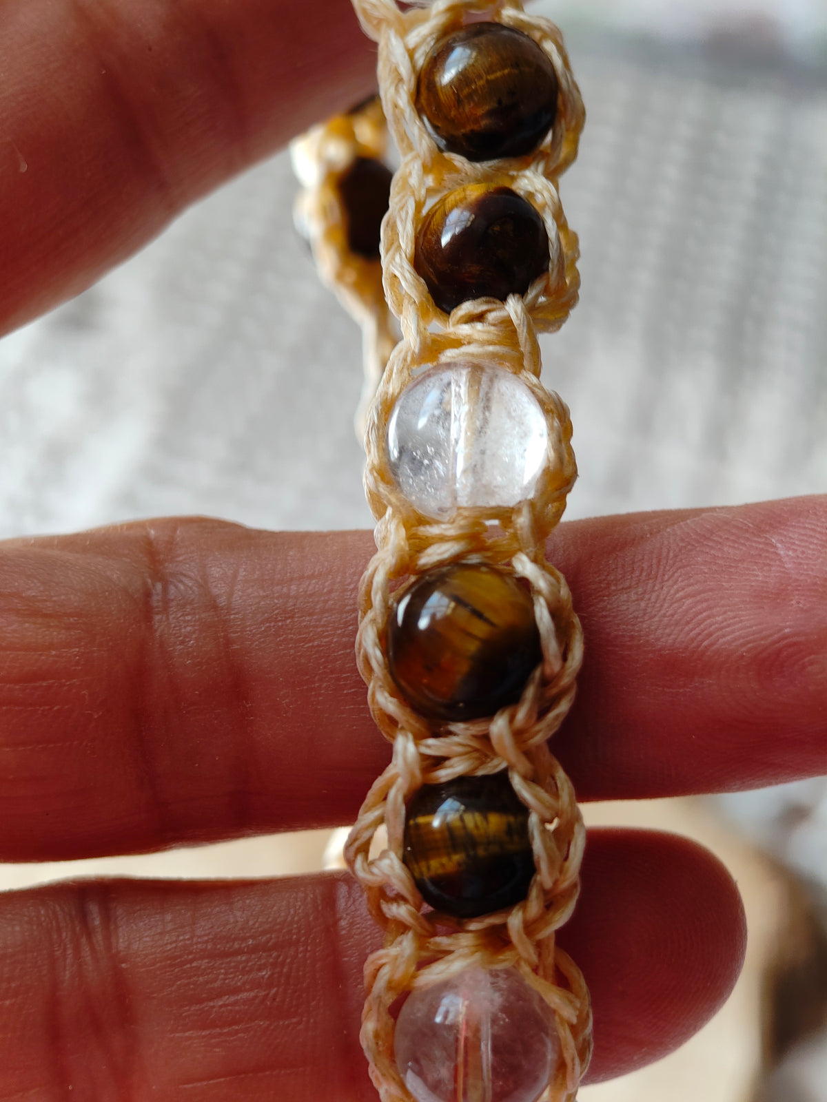 Bracelet Force intérieure – Œil de tigre & Cristal de roche (Copie)