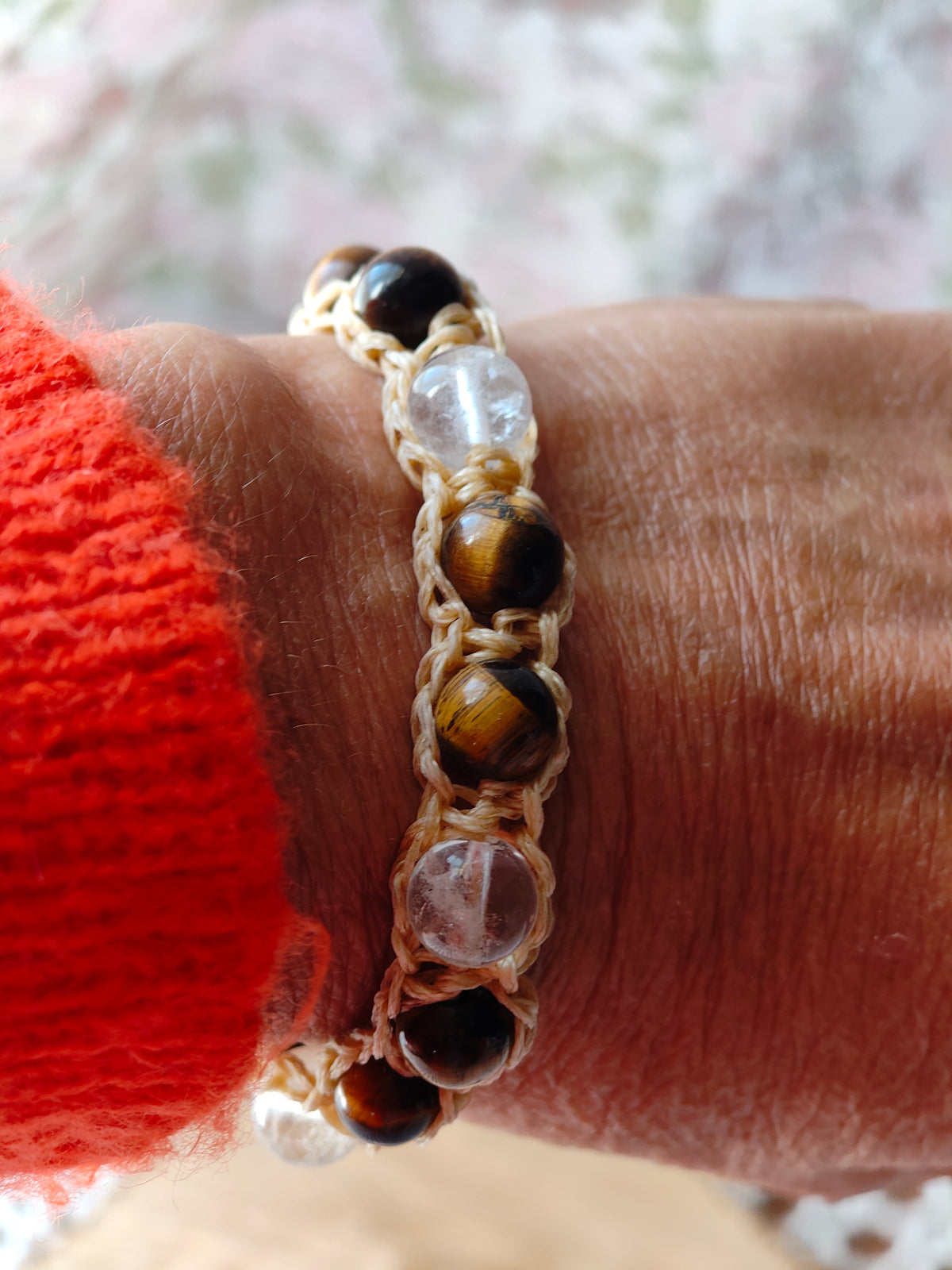 Bracelet Force intérieure – Œil de tigre & Cristal de roche (Copie)