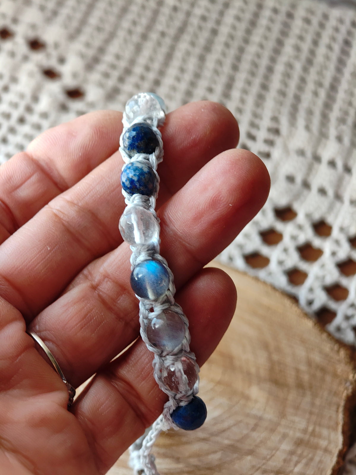 Bracelet Petit Gardien – Labradorite, Lapis-lazuli & Cristal de roche