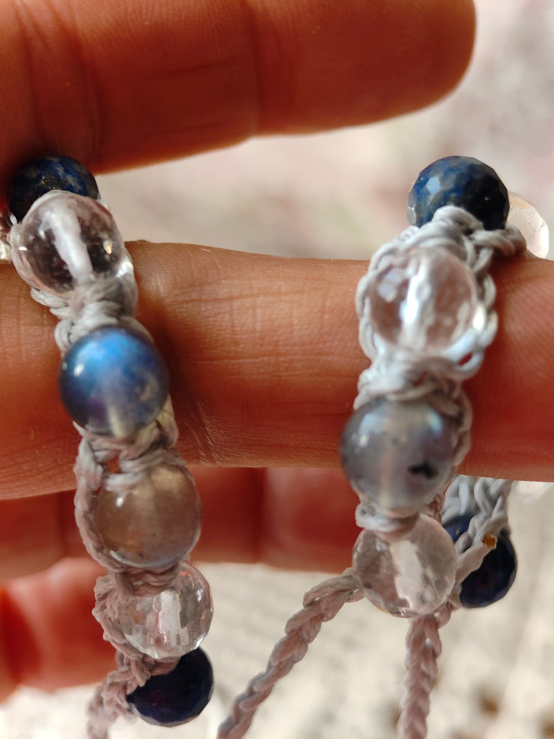 Bracelet Petit Gardien – Labradorite, Lapis-lazuli & Cristal de roche