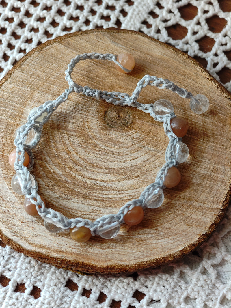 Bracelet Nouveau Cycle – Pierre de lune & Cristal de roche