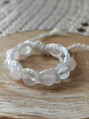 Bracelet Lien du Cœur – Quartz rose & Cristal de roche