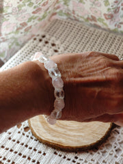 Bracelet Lien du Cœur – Quartz rose & Cristal de roche