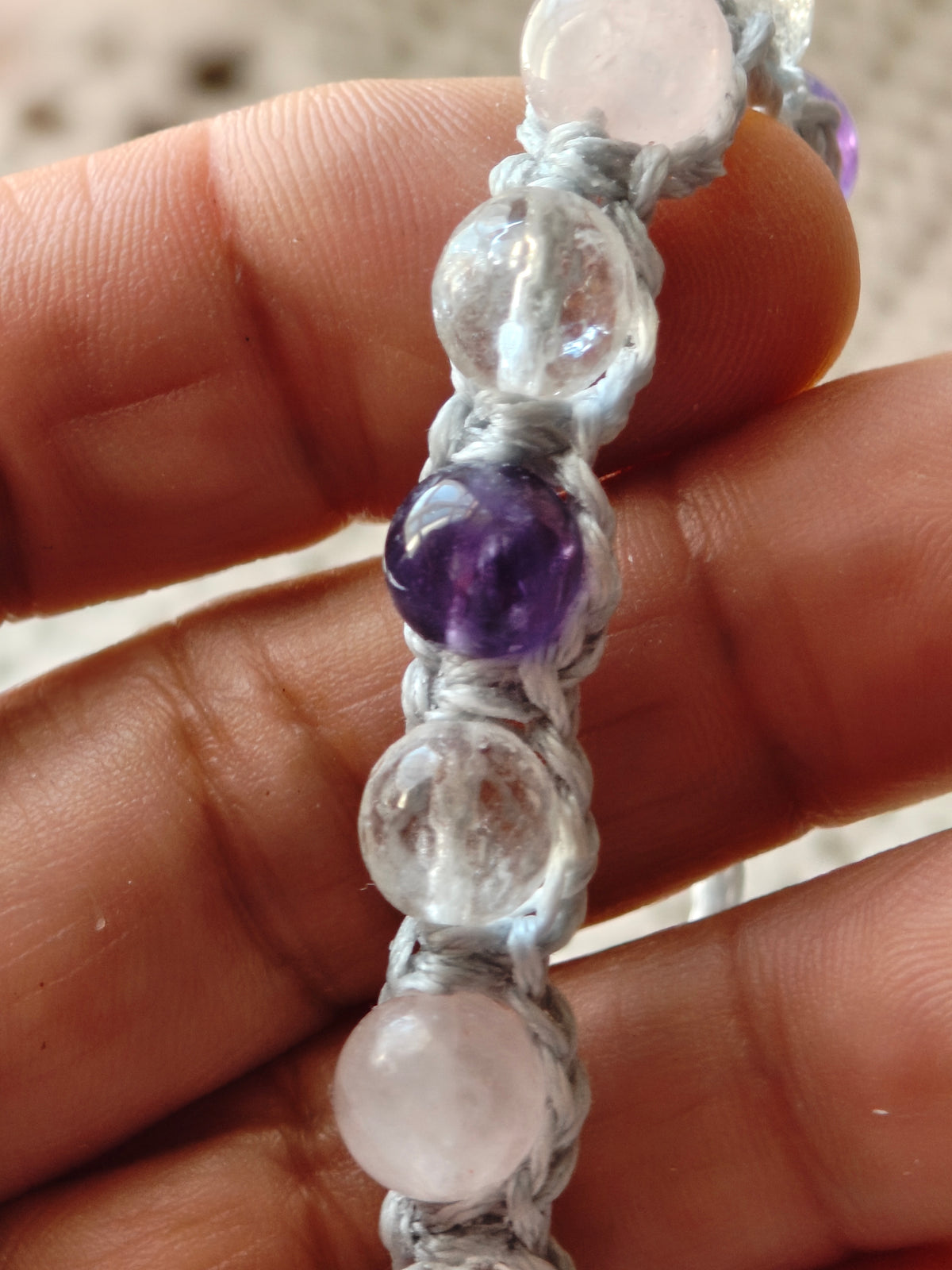 Bracelet Douceur – Améthyste, Quartz rose & Cristal de roche